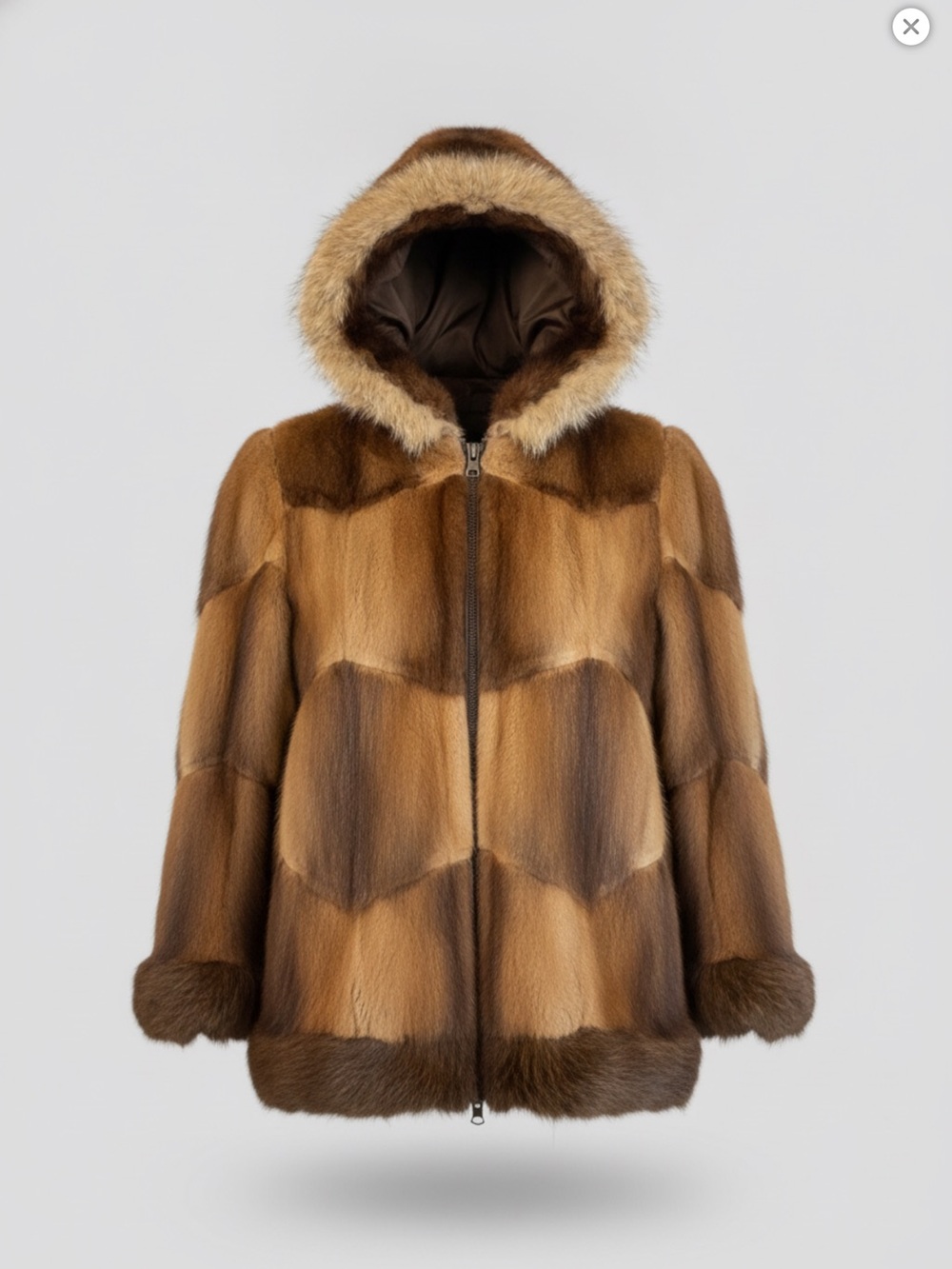 Brown Fur Hooded Jacket - Men’s Coat